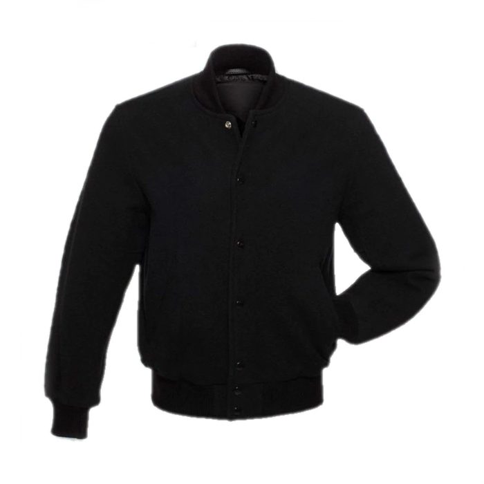 Full Black Fleece Varsity Jacket - Image 1