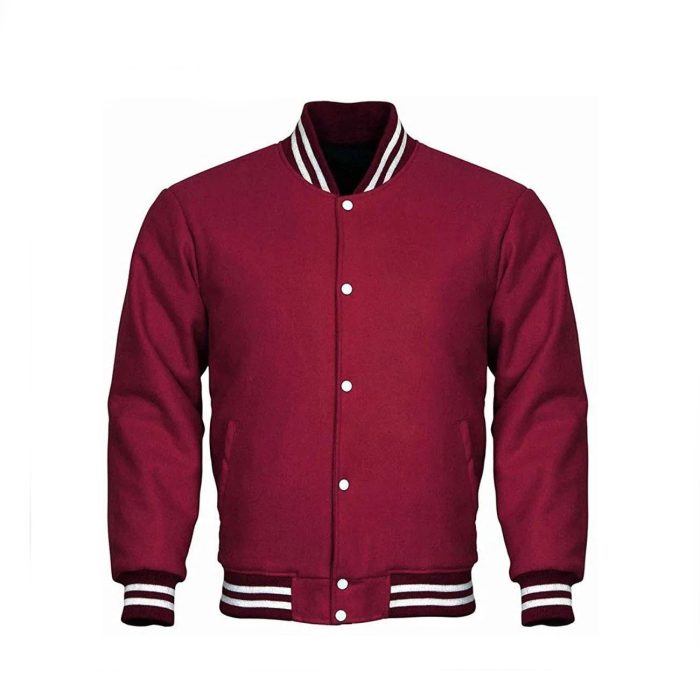 Baseball Styles Maroon Varsity Leather Jacket For Men - Image 1