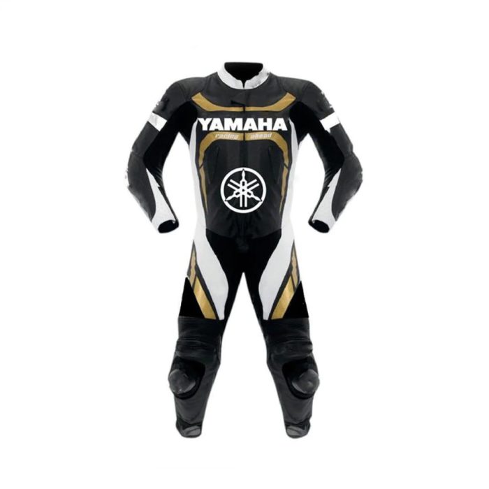 Golden Yamaha Motorcycle Racing Style Leather MotoGP Suit - Image 1