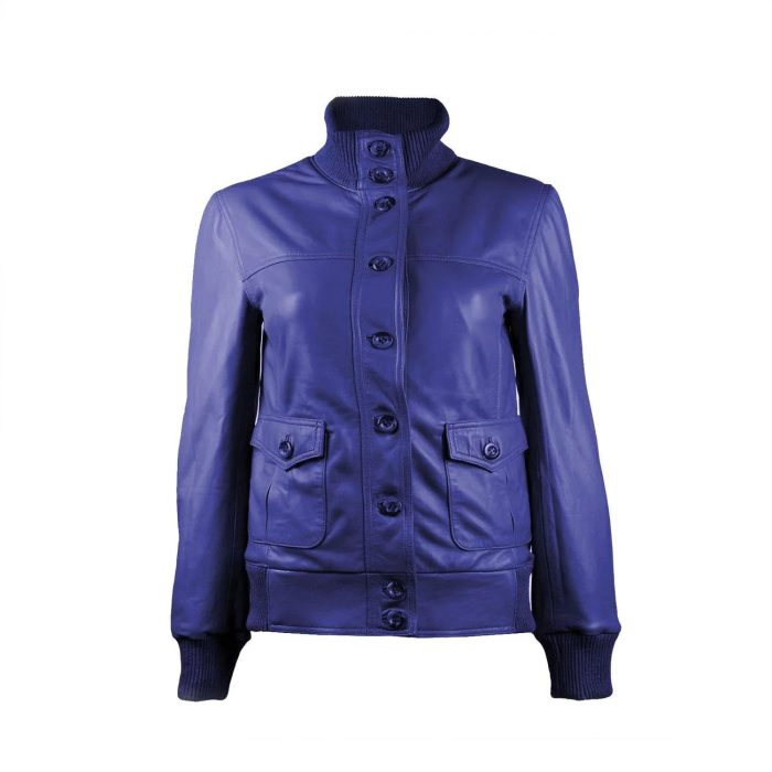 Gusty Dark Blue Bomber Womens Leather Jacket - Image 1