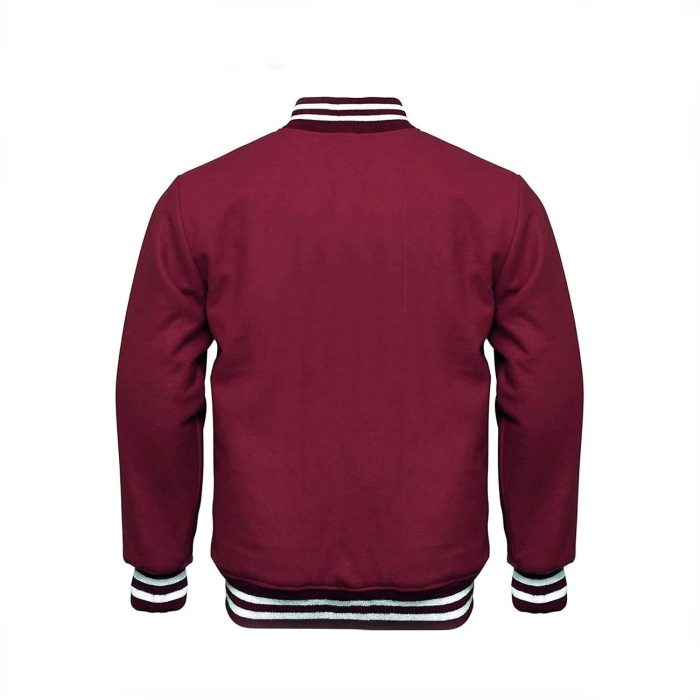 Baseball Styles Maroon Varsity Leather Jacket For Men - Image 3