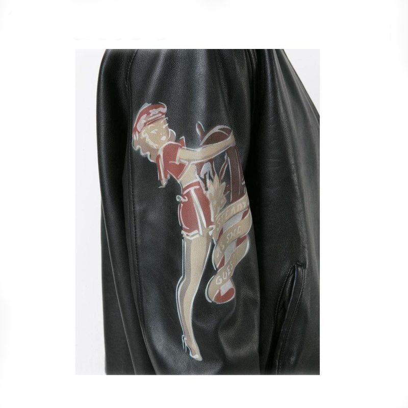 Black Leather Bomber Jacket