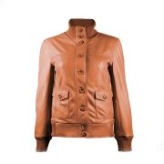 Gusty Grey Bomber Womens Leather Jacket - Image 4
