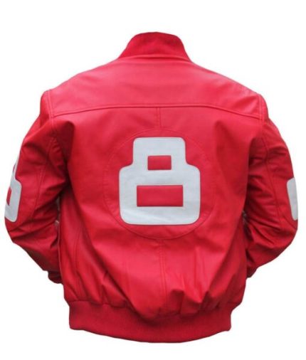 Unisex 8 Ball Pink Bomber Leather Jacket