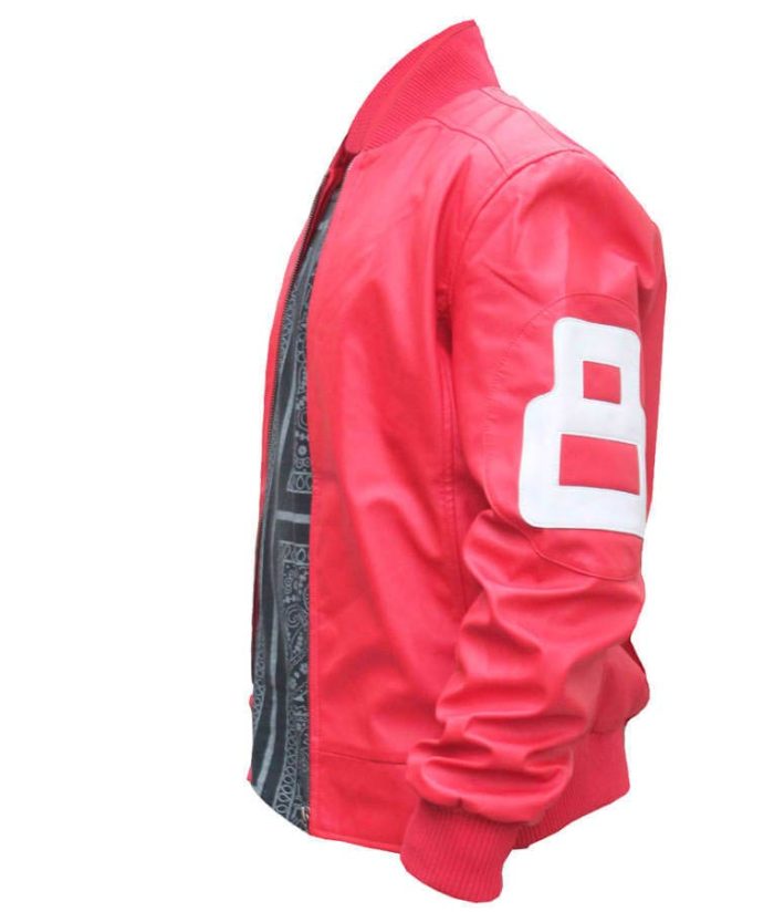 Unisex 8 Ball Pink Bomber Leather Jacket - Image 3