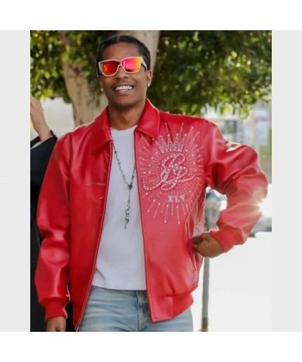 A$AP Rocky Red Bomber Leather Jacket