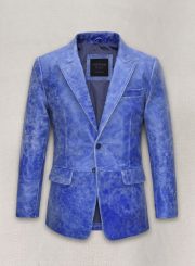 Artistic Blue Leather Suit – A Masterpiece of Style and Sophistication