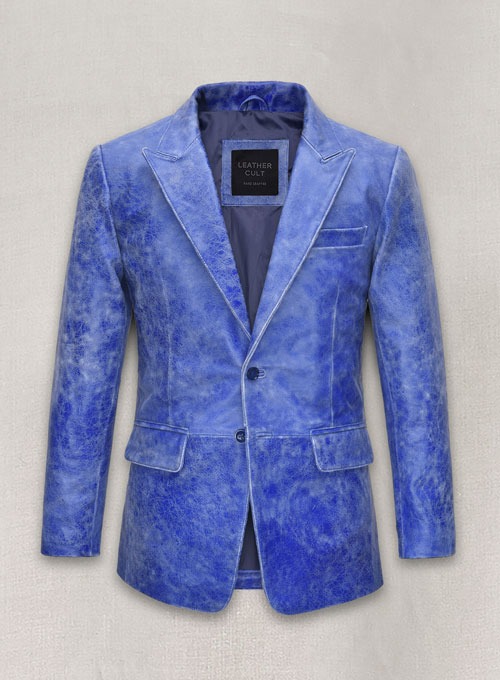 Artistic Blue Leather Suit – A Masterpiece of Style and Sophistication