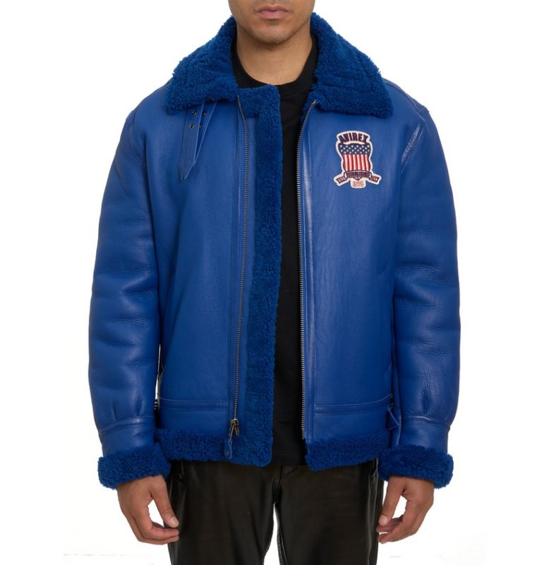 Avirex B3 Mazarine Blue Shearling Leather Jacket – Authentic & Premium!