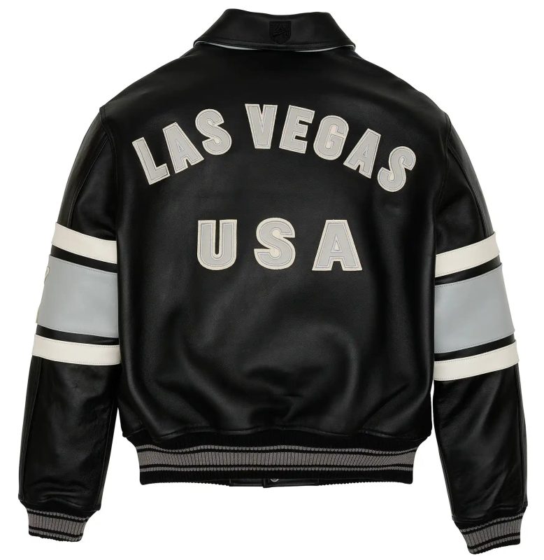 Men's Avirex Limited Edition Las Vegas Black Leather Jacket - Back