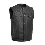 12 Gauge Men's Leather Vest for Motorcycle Riders