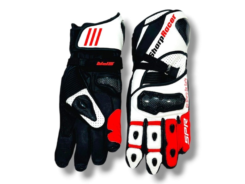 Custommade Sharp Racer SPR Motorcycle Racing Leather Gloves with Carbon Fibre Knuckles