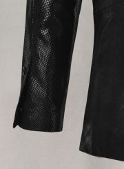 Double Breasted Snake Embossed Leather Suit