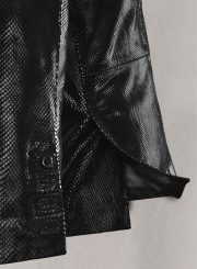 Double Breasted Snake Embossed Leather Suit