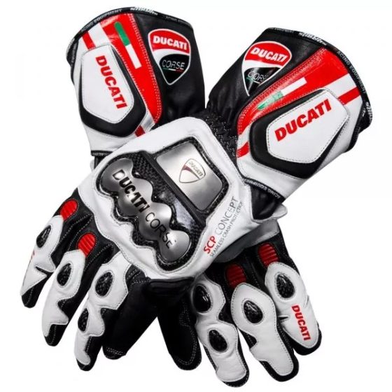 Ducati Corse Motorbike Leather Gloves – Premium Racing Protection