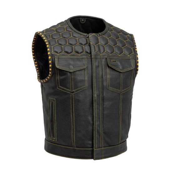 Lowside Hornet Men's Perforated Leather Vest Classic Club Style
