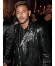 Neymar Python Black Leather Jacket - Image 2
