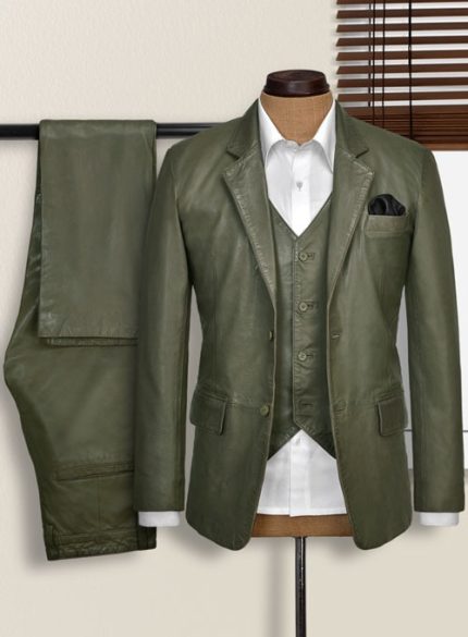 Pure Leather Basicallo Green Suit – Bold & Enigmatic Style