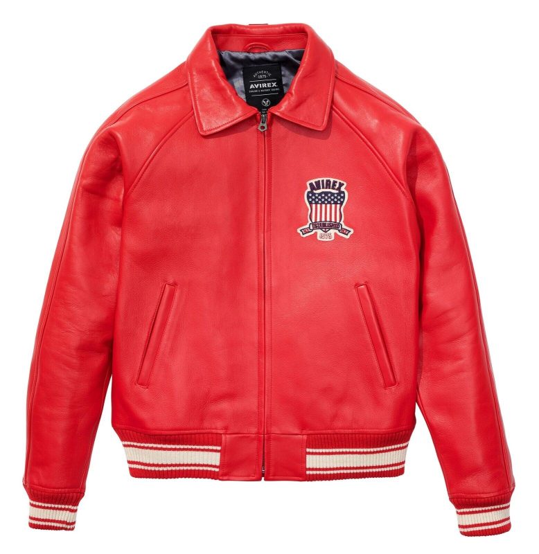 Avirex Red Real Bomber Flight Jacket Leather Jacket