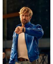 The Chase For Carrera Ryan Gosling Blue Bomber Jacket - Image 3
