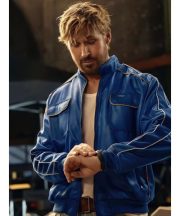 The Chase For Carrera Ryan Gosling Blue Bomber Jacket - Image 4