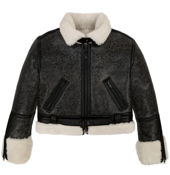 CROPPED SHEARLING JACKET - Front