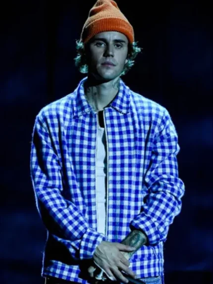 Justin Bieber AMA 2020 Blue Checked Jacket
