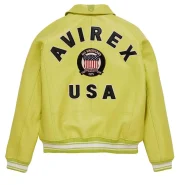 Mens Avirex Icon Yellow Leather Jacket - Back