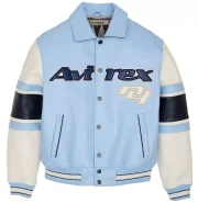 Men's Avirex Legend Blue Bomber Leather Jacket - Front