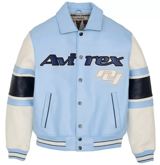 Men's Avirex Legend Blue Bomber Leather Jacket - Front