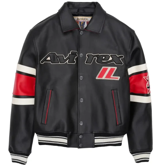 Men's Avirex Limited Edition Chicago Black Leather Jacket - Front