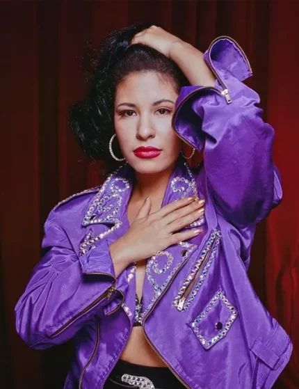 Selena Quintanilla Biker Purple Vegan Leather Jacket