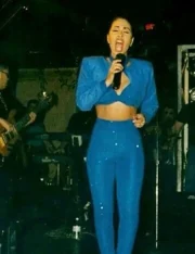 Singer Selena Quintanilla Blue Cropped Jacket - Image 3